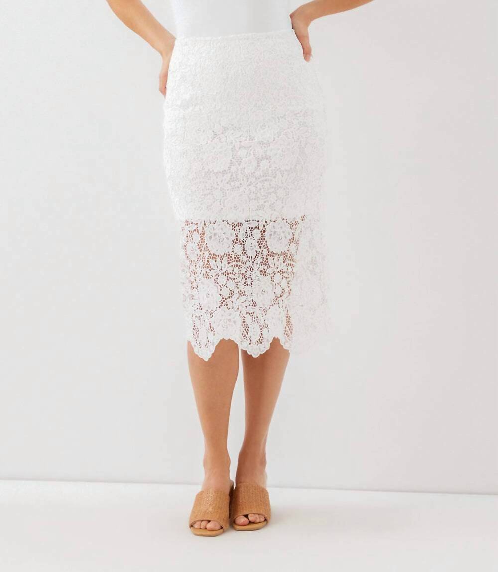 NEW KAREN KANE lace midi pencil skirt in off white